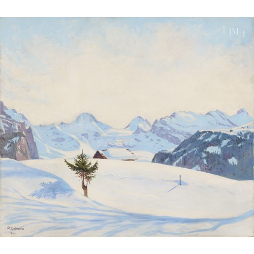 St. Nikolaus church in Lech with the Widderstein, Vorarlberg, Austria